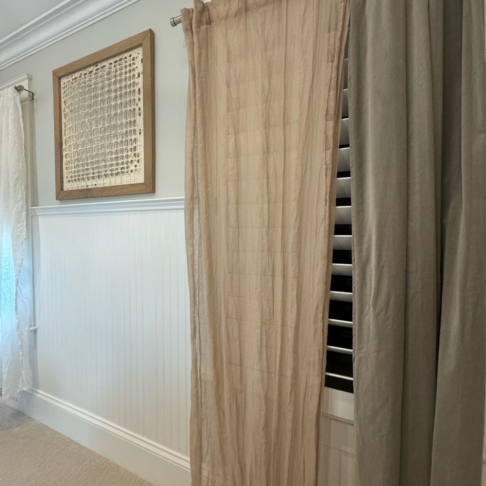 West Elm sparkle blush curtain set. 48x84